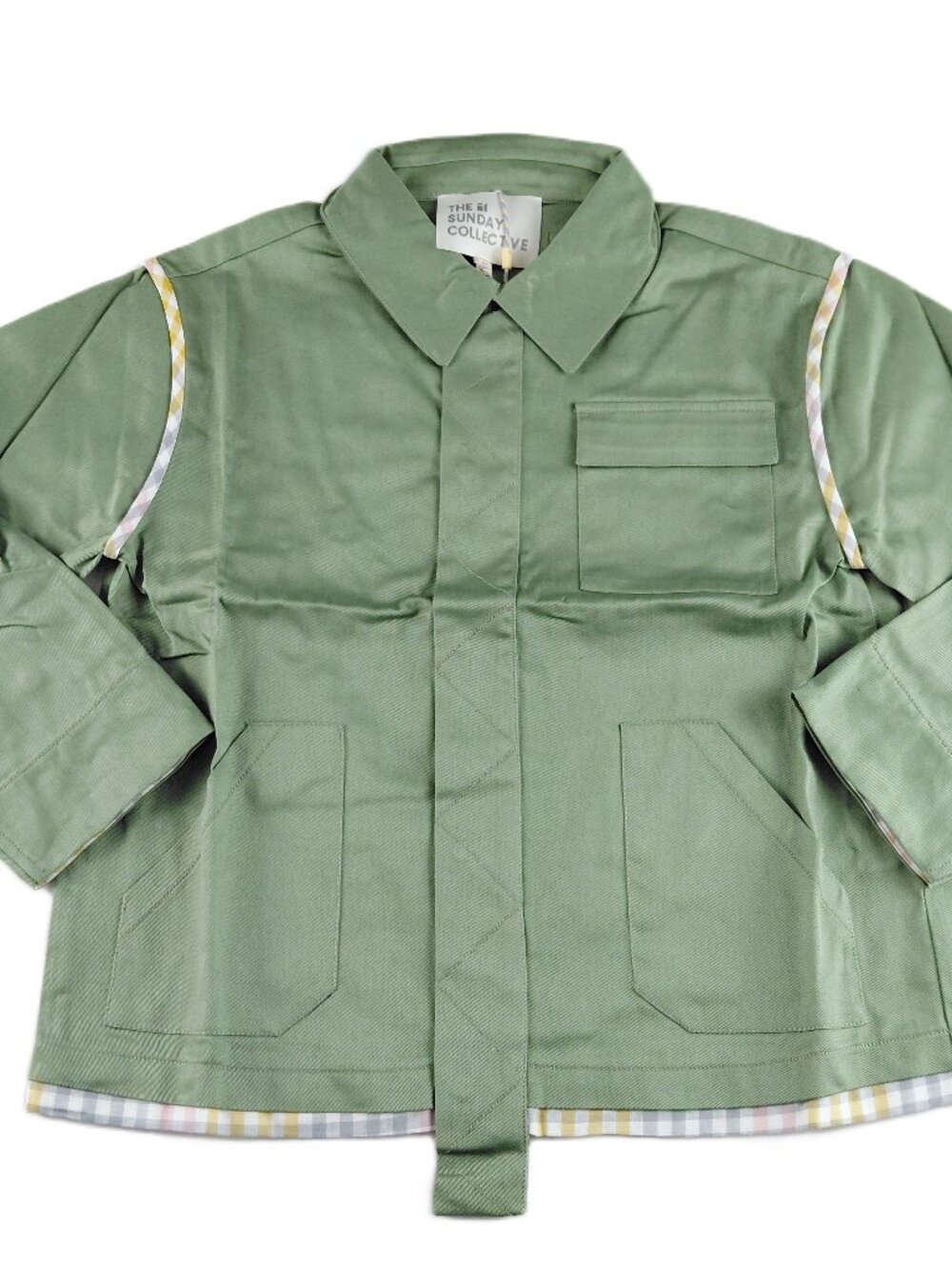 The Sunday Collective Snap Front Collared Jacket Kids Size 8-9Y Green